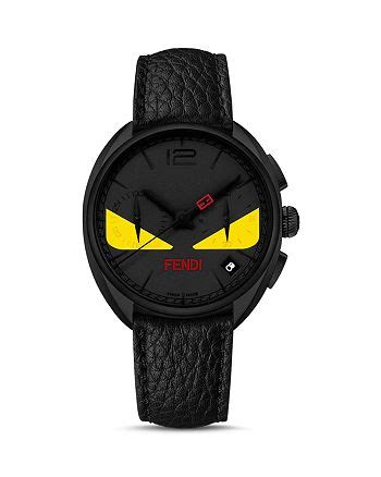 Momento Fendi Bug Black PVD Watch with Leather 